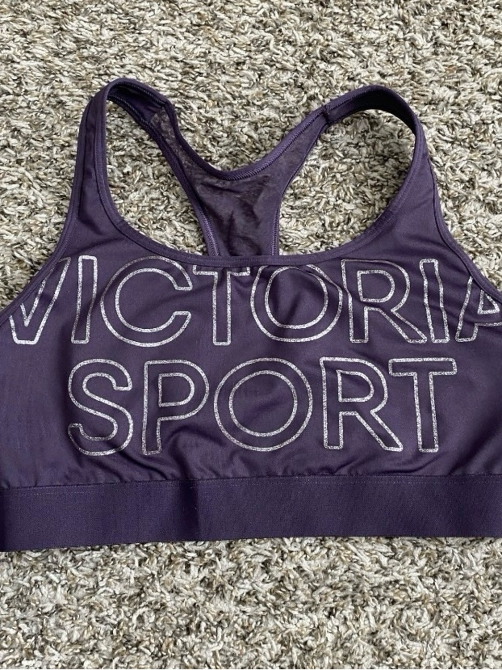 Victoria's Secret Sports Bra Women’s L Purple Silver Glitter Player Racerback